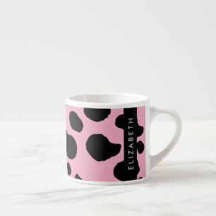 Cow Print, Cow Spots, Pink Cow, Your Name Espresso Cup