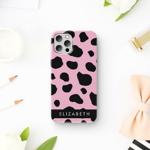 Cow Print, Cow Spots, Pink Cow, Your Name iPhone 16 Case