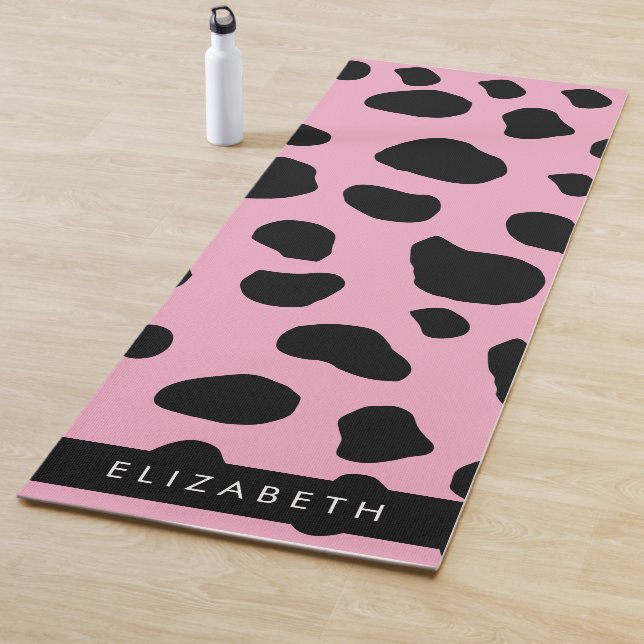 Cow Print, Cow Spots, Pink Cow, Your Name Yoga Mat (In Situ)