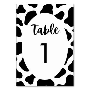 Cow Print Cow Themed Wedding Table Table Number