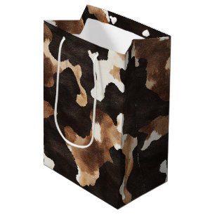Cow Print Cowboy Cowgirl Western Birthday Medium Gift Bag