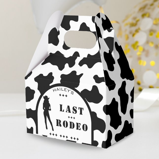 Cow Print Cowgirl Wedding Bachelorette Party Favour Box (cow print last rodeo cowgirl wedding bachelorette party favor box)