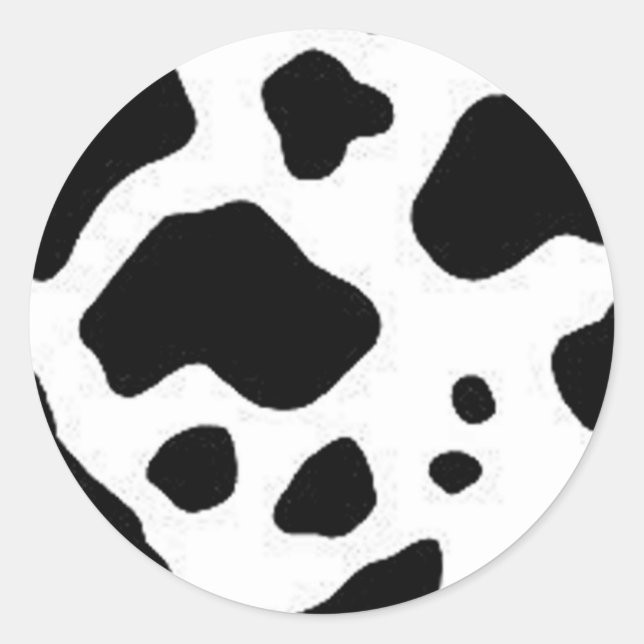 Cow print design classic round sticker (Front)