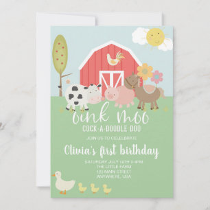 Cow Print Farm Animal Birthday Invitation