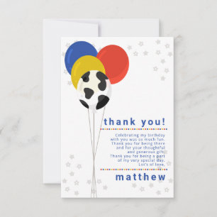 Cow Print Farm Birthday Balloons Thank You Invitation