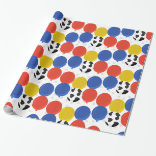 Cow Print Farm Birthday Balloons Wrapping Paper