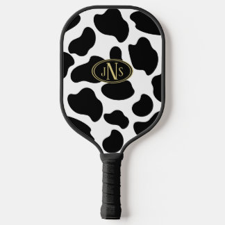 Cow Print Monogram Pickleball Paddle