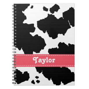 Cow Print Notebook Journal Pink Ribbon