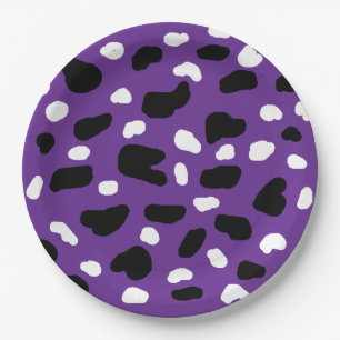 Cow Print On Purple, Paper Plate