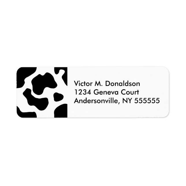 Cow Print Personalised Return Address Labels (Front)