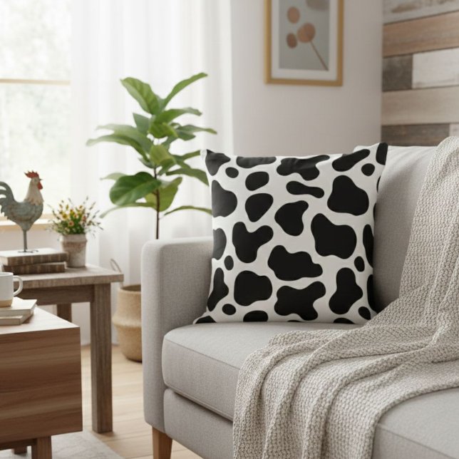 Cow print pillow, rustic pillow, square-shaped  cushion (Creator Uploaded)
