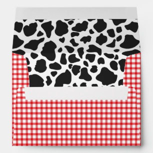 Cow Print, Red Plaid Envelope A7 Size 5x7 Card
