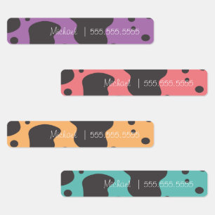 Cow Print School Class Lunch Name Number Labels