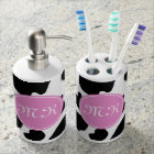 Cow print Toothbrush Holder and Soap Dispenser Set