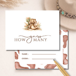 Cow Print Western Baby Shower Guess Game Card