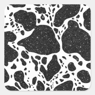 Cow Print With Glitter Square Sticker