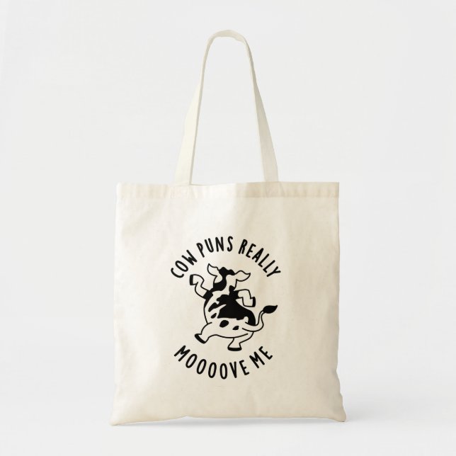 Cow Puns Really Mooove Me Funny Animal Pun  Tote Bag (Front)