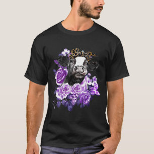 Cow Purple Flowers-Cow Lovers T-Shirt