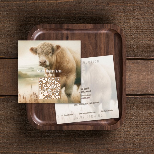 Cow QR Code Square Business Cards (Cow QR Code Square Business Cards (front and back))