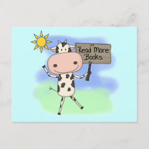 Cow Read More Books Postcard