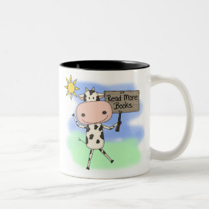 Cow Read More Books Two-Tone Coffee Mug