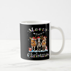 Cow Reindeer Hat Santa Christmas Lights Funny Cow  Coffee Mug