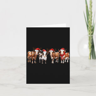 Cow Reindeer Santa Hat Christmas Light Funny Cows Card