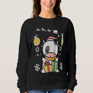 Cow Reindeer with Christmas Lights and Pajamas for Sweatshirt