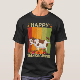 Cow Retro Graphic Family Matching Thanksgiving T-Shirt