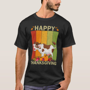 Cow Retro Graphic Family Matching Thanksgiving T-Shirt