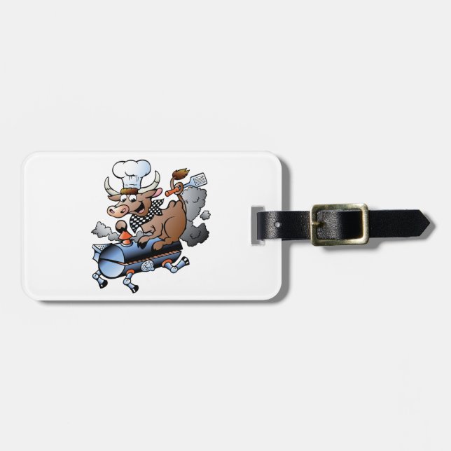 Cow Riding A BBQ Luggage Tags (Front Horizontal)
