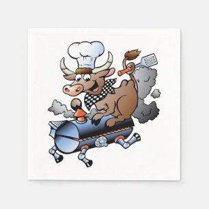 Cow Riding A BBQ Paper Napkins