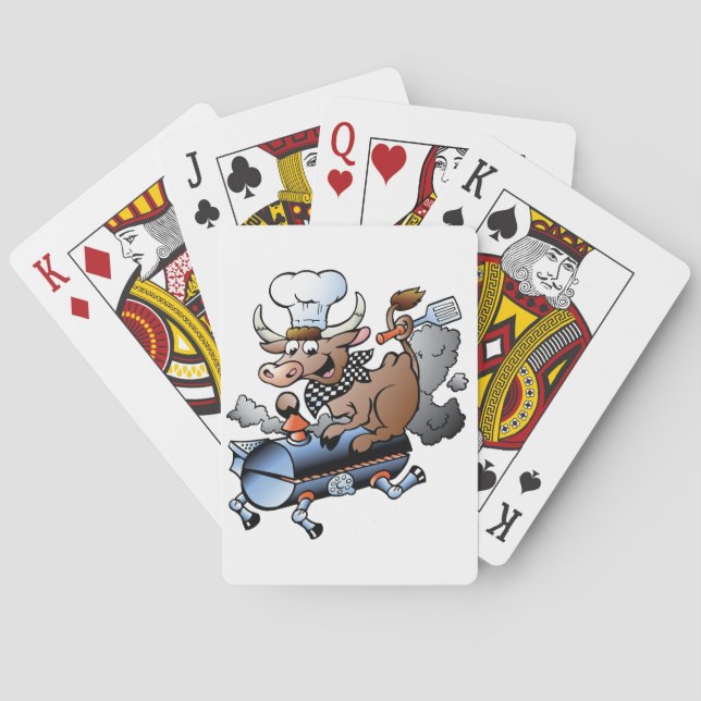Cow Riding A BBQ Playing Cards (Back)