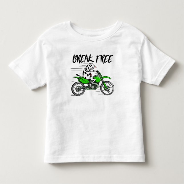 Cow riding a green motor cross bike toddler T-Shirt (Front)