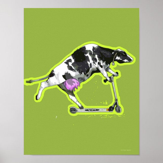 Cow Riding a Scooter Poster (Front)