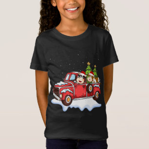 Cow Riding Red Truck Christmas Pajama Xmas Cow T-Shirt