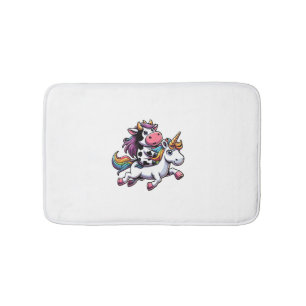 Cow Riding Unicorn Boys Girls Men Women Kids Teens Bath Mat