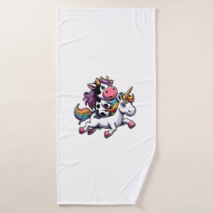 Cow Riding Unicorn Boys Girls Men Women Kids Teens Bath Towel