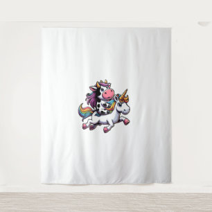 Cow Riding Unicorn Boys Girls Men Women Kids Teens Tapestry