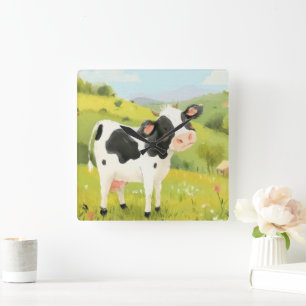 Cow’s Day Out Square Wall Clock