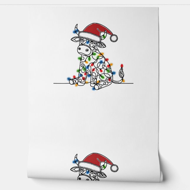 Cow Santa Christmas Lights  Wallpaper (Unrolling)