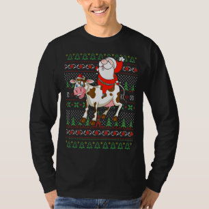 Cow Santa Claus Couple Matching Xmas T-Shirt