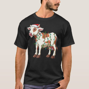 Cow Santa Hat For Dairy Farmers Christmas Themed T-Shirt