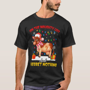 Cow Santa Xmas On The Naughty List Cow Christmas T-Shirt