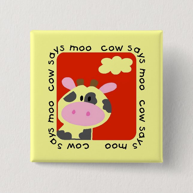 Cow Says Moo Tshirts and Gifts 15 Cm Square Badge (Front)