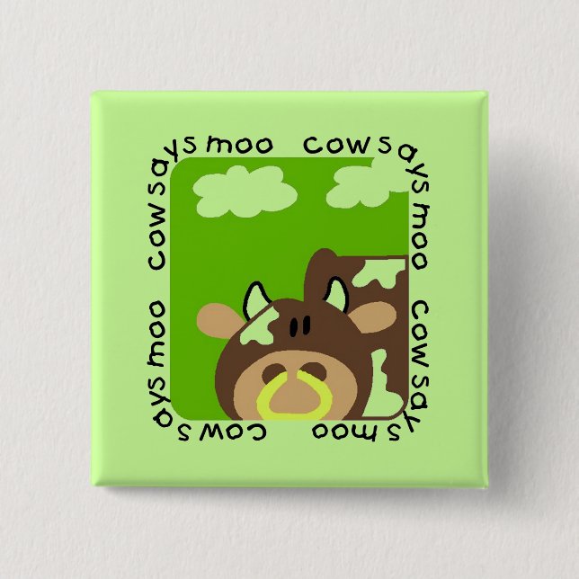 Cow Says Moo Tshirts and Gifts 15 Cm Square Badge (Front)
