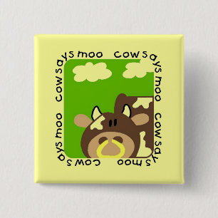 Cow Says Moo Tshirts and Gifts 15 Cm Square Badge