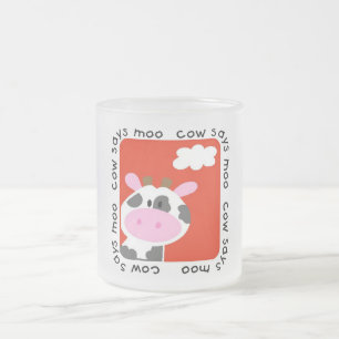 Cow Says Moo Tshirts and Gifts Frosted Glass Coffee Mug