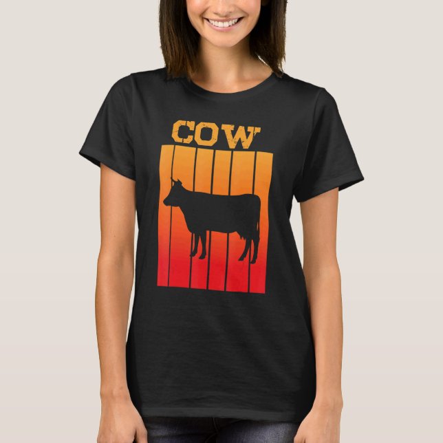 Cow Shadow Silhouette At Sunset T-Shirt (Front)