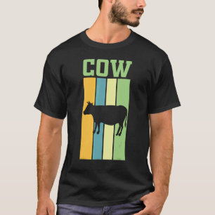 Cow Shadow Silhouette In Retro Colours T-Shirt